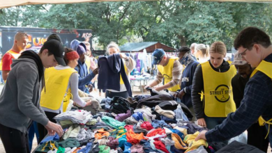 The street store was lined with an assortment of clothes.