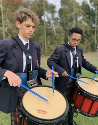 Liam Heaney and Micah Louw of De La Salle Combined Pipe Band.