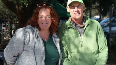 Market co-organiser Tabitha Forrest and helper Geoff Shute. Photo: Nicholas Zaal