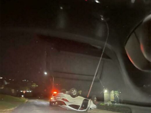 A recent accident where a car flipped onto its roof along Senior Drive in Northcliff.