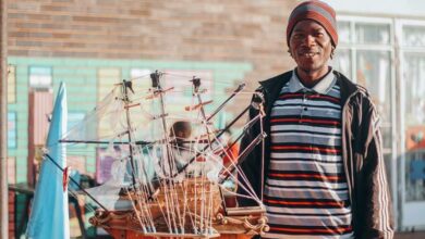 David Gara shows off one of his unique model boats. Photo: Neo Phashe