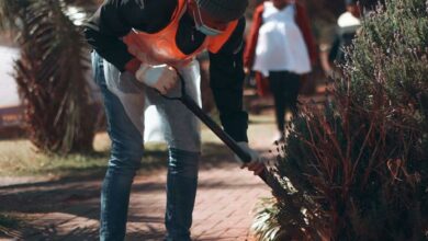 Awonke Madlanga works on the garden. Photo: Neo Phashe