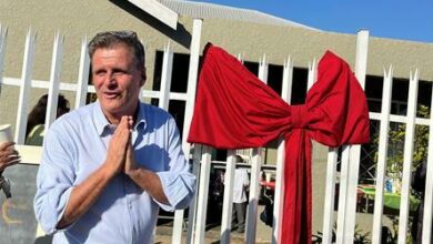 Executive founder Oliver Quambusch addresses guests before officially opening their new children's home in Newlands.