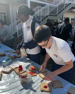 Grade 7 learners Pauline Bogne and Angelo Vatilidis.