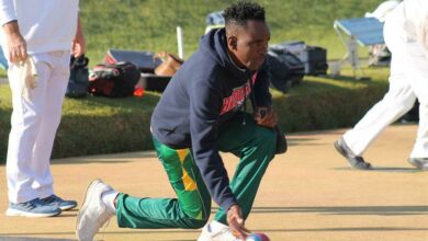 Proteas bowler Morgan Muvhango helps his team win the tournament. Photo: Nicholas Zaal