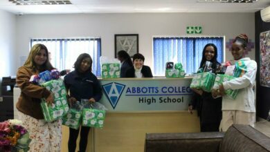 Learners of Abbotts College Northcliff with Melissa Massey. Photo: Neo Phashe