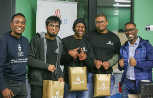 Ndamu Gumane, strategic key account manager Adapt IT Telecoms, winning team Adapting to Change, managing director of Adapt IT Education Luxolo Rubushe.