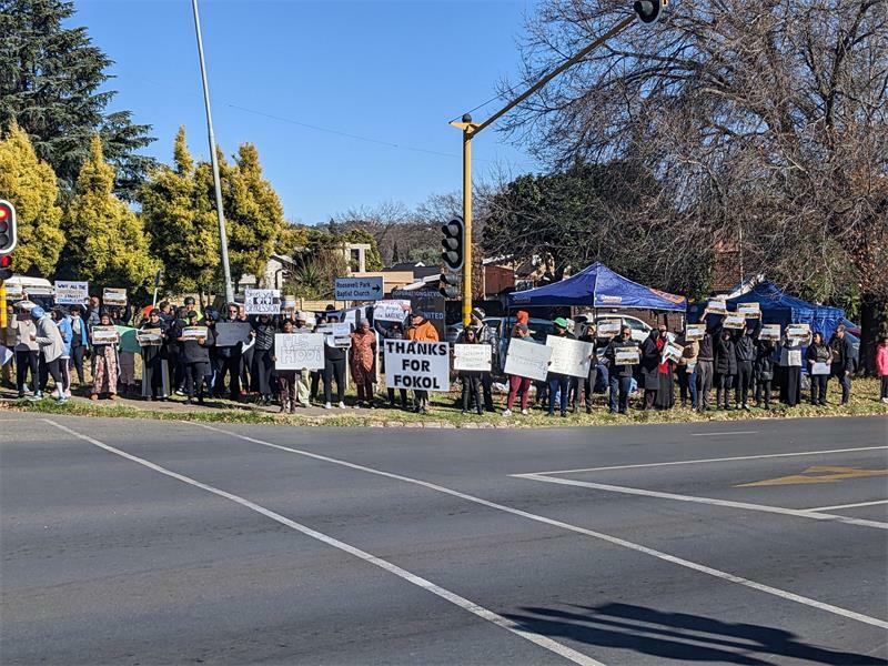 A large group of residents protests against citywide poor service delivery. Photo: Emily Wellman Bain