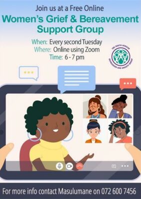A Sadag poster for a men's grief and bereavement weekly support group.