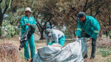 Rubbish is hauled out of Keith Flemming Park. Photo: Neo Phashe