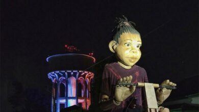 Little Nana starts her journey at the Brixton Light Festival. Photo: Craig Ada