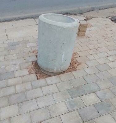 The bins will be fixed to the ground when the final leg of work is completed.