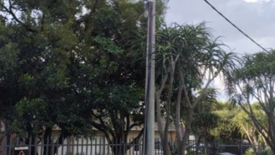 The Market Street City Power pole outside Nils Schwarzs home in Fairland.