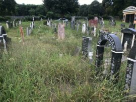 Graves in Westpark Cemetery are difficult to access by family members due to unkempt grounds. Photo: Emily Wellman Bain
