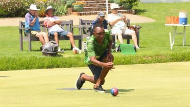 Morgan Muvhango plays at the Greenkeepers Tournament held at Linden Bowling Club. Photo: Neo Phashe