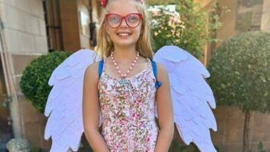 Sarah Gray dressed up as Cupid.