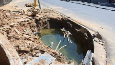 Dug-up hole filled with water on the corner of Rothesay and Jan Smuts. Photo: Asanda Matlhare