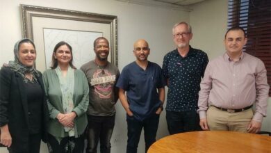 The multidisciplinary breast cancer team at Netcare Garden City Hospital: Dr Nuraan Abduraham, Dr Umza Mojeed, Dr Thamsanqa Aubrey Modilwa, Dr Adnaan Variava, Prof. Herbert Cubasch and Dr Nebil Lahouel.