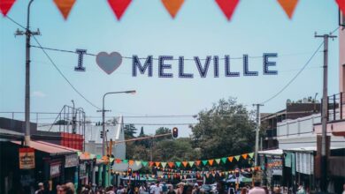 Landscape view of 7th Street Melville where The Happening was held.
