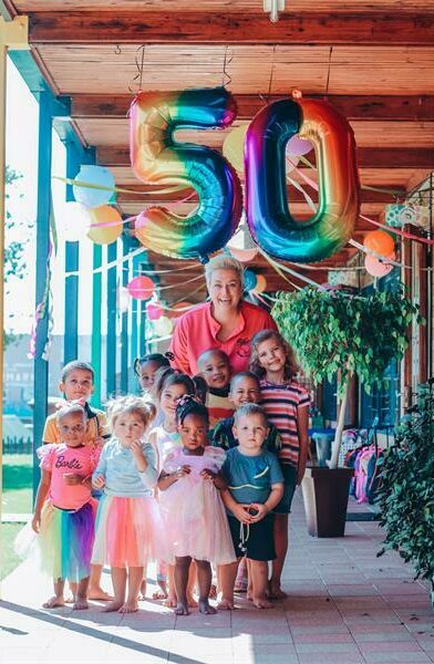 Chrisna Jacobs with some of the children. Photo: Neo Phashe