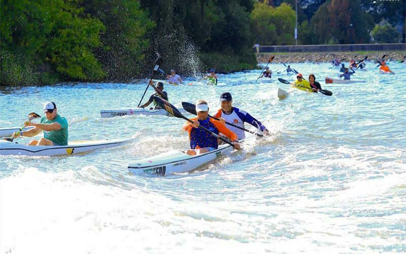 The waves add an element of exhilaration at the High Altitude Surf Ski Championships at Dabs.