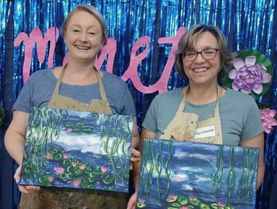 Aletta Van Tromp and Charmaine Cogle have a fun outing painting at Lillian Gray School of Fine Art.