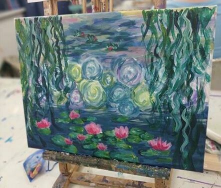 A painting of Water Lillies as painted by Monet.