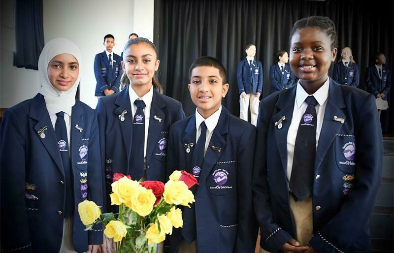 Deputy head girl Imaan Mehtar, head girl Thaniyyah Kaka, head boy Yusuf Bismilla and deputy head girl Kuhlekonke Cebekhulu.