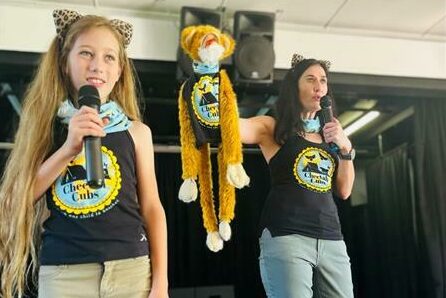 Sabria and Leilani Basson from Cheetah Cubs Conservation Adventures with Jasper the monkey.