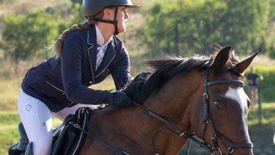 Kendra Forsyth on her horse Abydos at a competition.