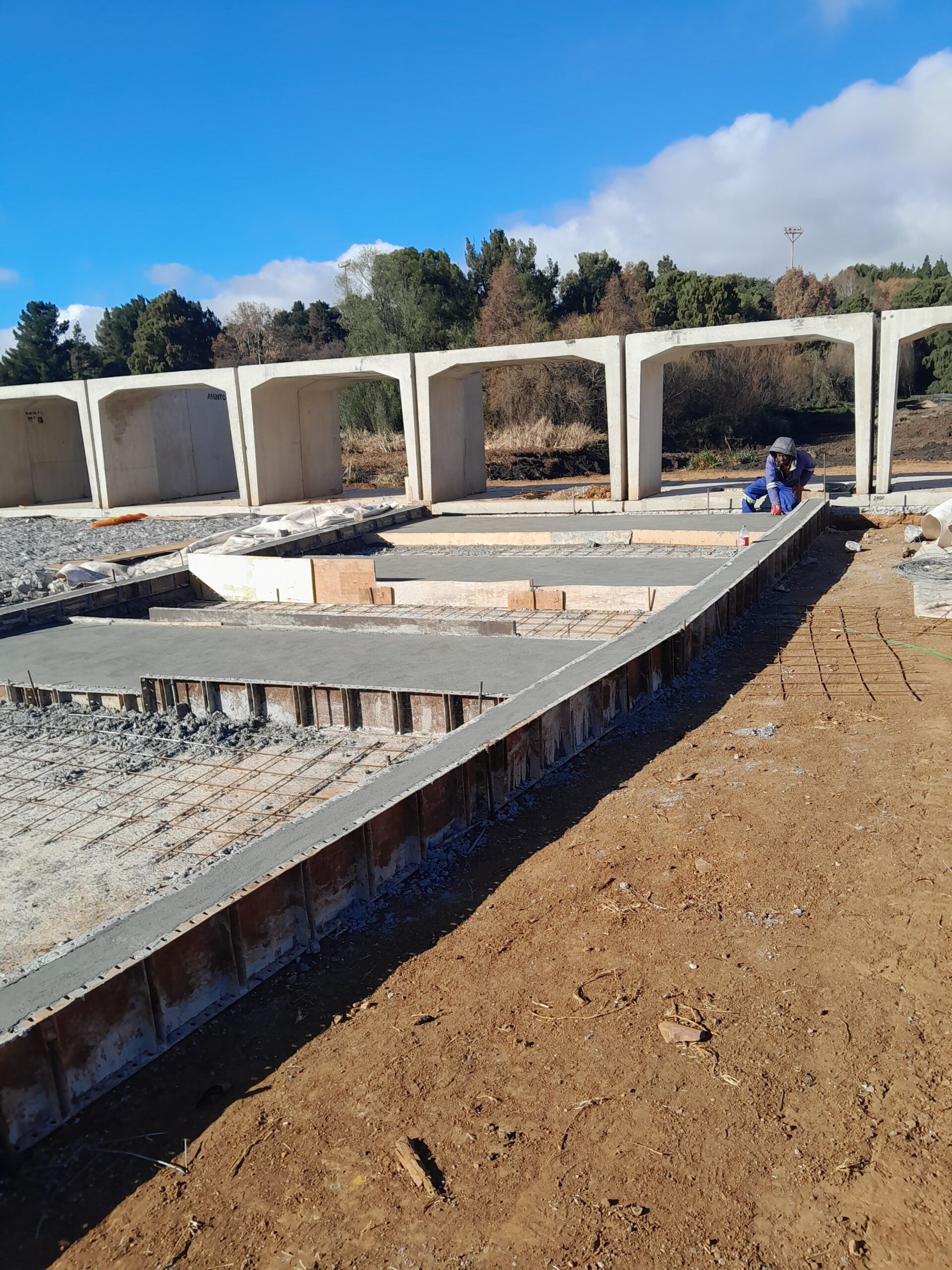 The foundation being laid out for the Emmerentia top dam.