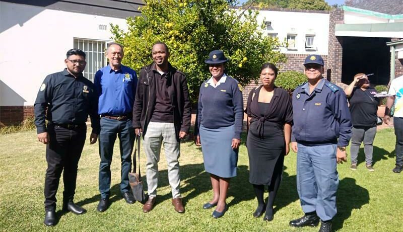 Pastor Stanton Jogannah, Mahmood (Bhaai) Cassim, Sakhile Ndlela from the Department of Social Development, Warrant Officer Maggie Mushasha, Nomfundo Ndlovu from Moffatview CPF Victim Support and Captain Howard Martin Mekoa from Fairland SAPS Vispol commander.