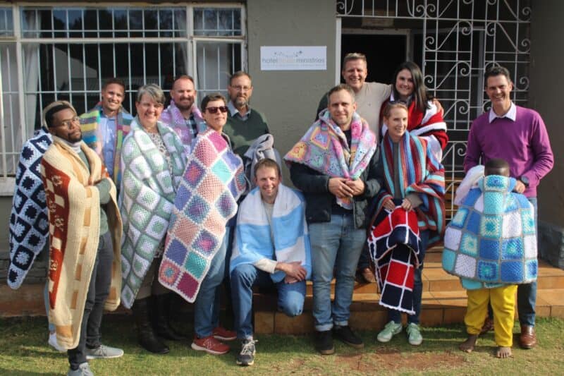 The hand knitted blankets providing a sense of warmth and comfort to the children of Hotel Hope.