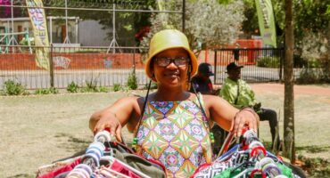 Tshepo Mdhluli with her sourced garments at the Melville Market on October 25, 2025. Photo: Neo Phashe