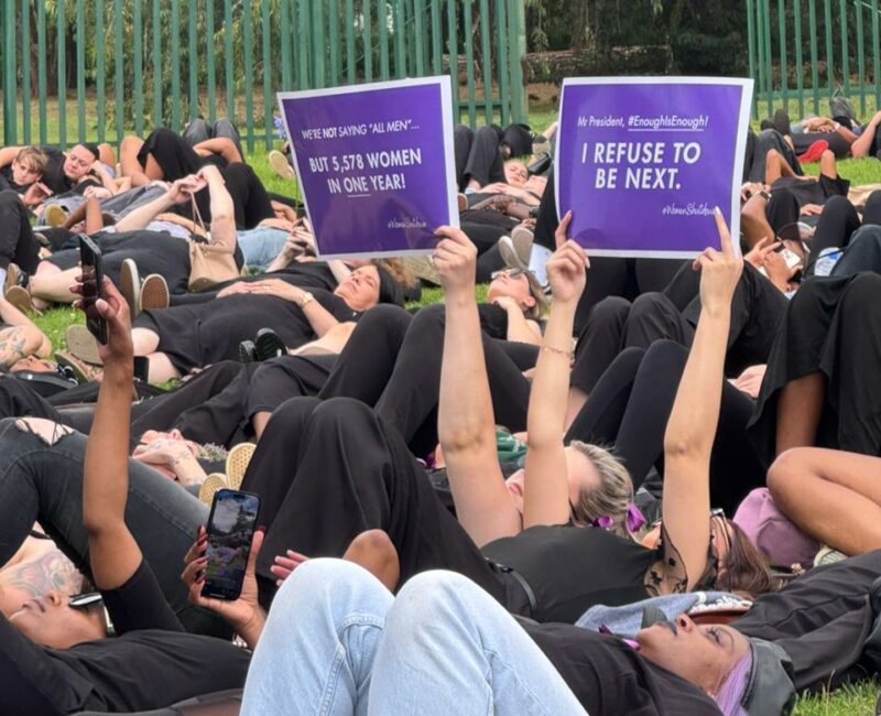 Hundreds of women gathered at the Johannesburg Botanical Gardens for the Women for Change shutdown, and even being blocked from entering didn’t slow them down.