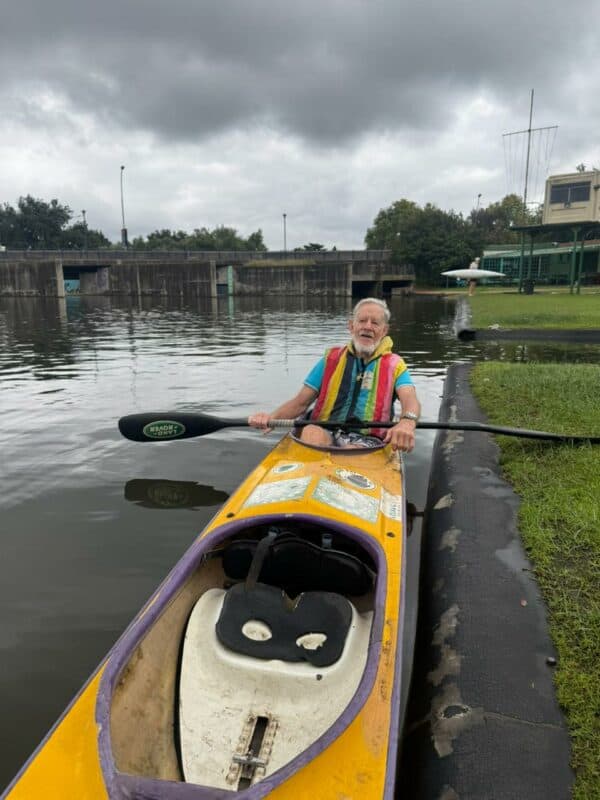 Canoeist Tony Lightfoot continues to train several times a week, proving that age is no barrier to staying active and embracing the joy of sport.