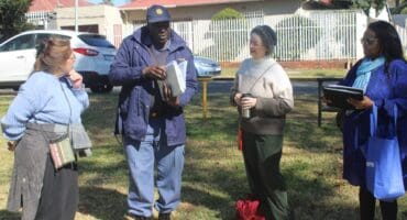Sergeant Benneth Maluleke of Sector 4 listens to the residents' complaints on June 7, 2026, at Albertskroon Swimming Pool. Photo: Waydon Jacobs