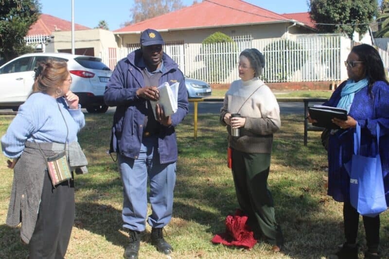 Sergeant Benneth Maluleke of Sector 4 listens to the residents' complaints on June 7, 2026, at Albertskroon Swimming Pool. Photo: Waydon Jacobs