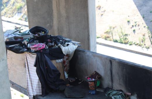 A makeshift structure on the bridge above Houghton Drive in Killarney remains an eyesore in the community on July 7, 2026. Photo: Asanda Matlhare