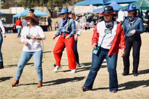 Teachers line dance on the field on August 1, 2026 at Northwest Christian School in Berario. Photo: Neo Phashe