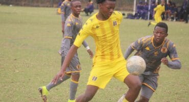 Wits Juniors Nkosana Sibeko attempts to shield the ball on September 5, 2026, at Wits Marks Park in their Gauteng Development League clash. Photo: Waydon Jacobs