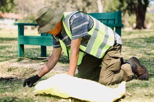André Swanepoel picks up litter in Union Jack Park on September 12, 2026 in Fairland. Photo Neo Phashe