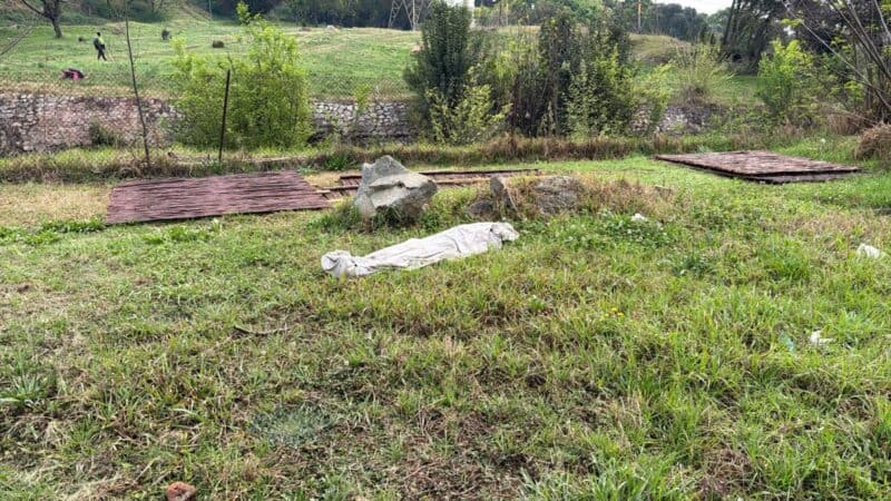 Local security secured the scene after a man's body wrapped in cloth was discovered at a local park.