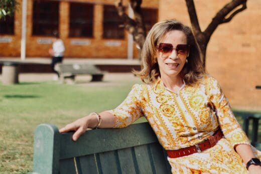Deidre Hendriks sits on a bench at UJ Academy on October 10, 2026. Photo: Neo Phashe