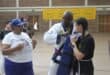 Participants line up to deliver a striking blow during the self-defence class on October 10, 2026, at Danie Van Zyl Recreation Centre in Newlands. Photo: Waydon Jacobs