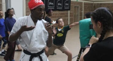 First Dan in Tang Soo Do, Madiala Leputu shows off one of the moves in the self-defence women's class on October 10, 2026, at the Danie Van Zyl Recreation Centre in Newlands. Photo: Waydon Jacobs