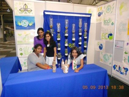 Buffelsdale Secondary School Eco Club members at the Sustainable Living Expo in Durban, from left, Therisha Soobramoney, Chante Singh, Sunera Rampersad and Trivona Chetty.