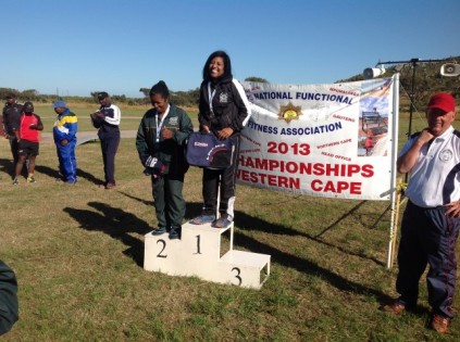 Tongaat SAPS Lt Mandy Govender (right) moments after winning gold over a Gauteng cop who got silver.