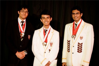 The top three Crawford College North Coast Matrics, from left, Mohammad Khan, Akshay Soni, Rushern Chetty.