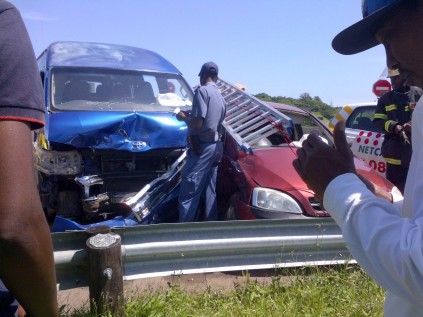 A taxi and a car collided on the R102 near the Umhlali offramp.